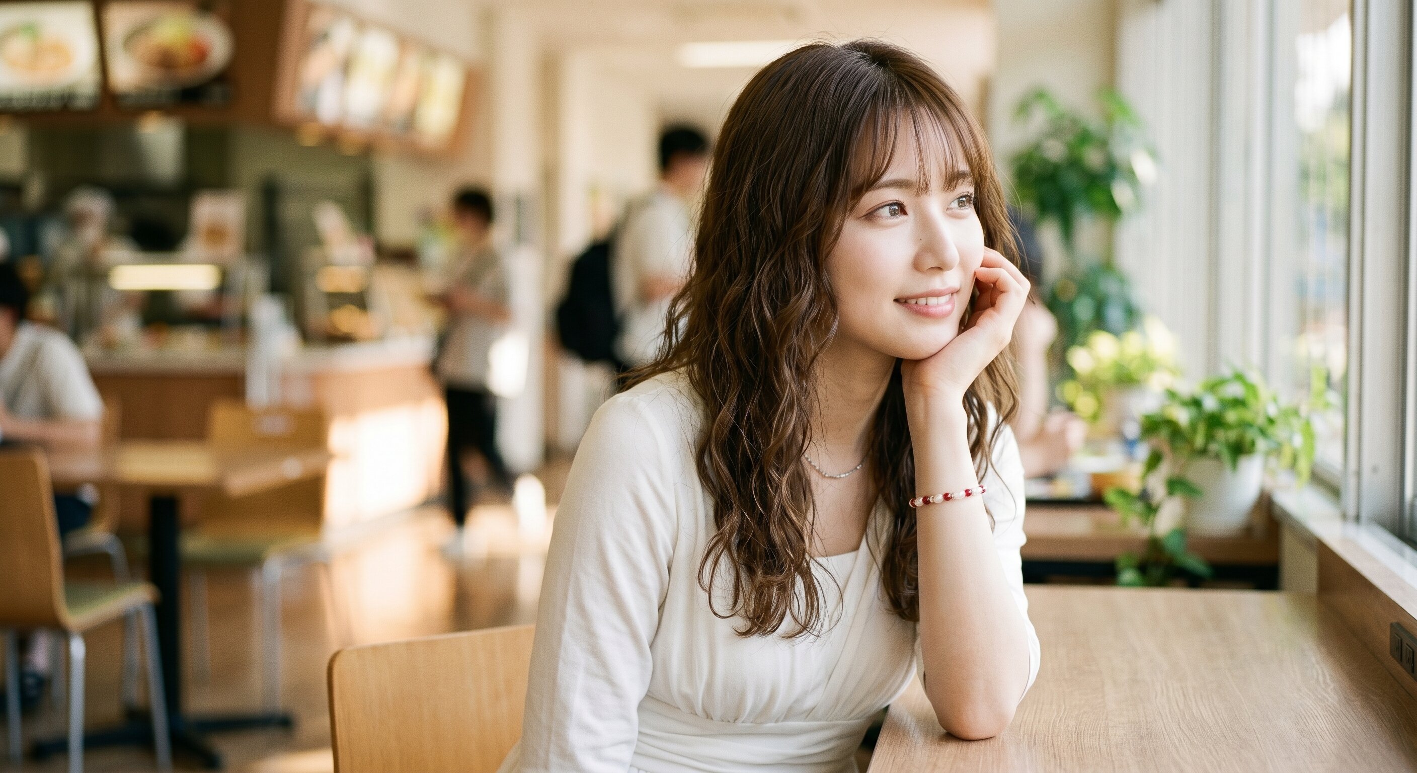 Aria smiling in the university canteen